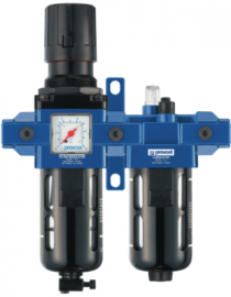 ALTO 3 - Filtre régulateur lubrificateur 2 blocs avec manomètre, fixation et connexions rapides