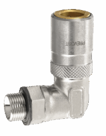 Raccord 90° fileté mâle cylindrique avec joint d'étanchéité à obturation