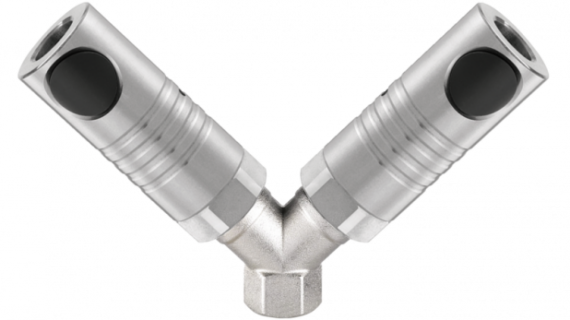 Distributeur fixe à 2 directions fileté femelle cylindrique