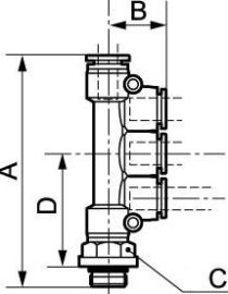 Union triple égale mâle cylindrique orientable - RPN MG – Image 2