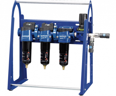 Ensemble mobile de filtration et régulation pour pistolets de peinture à base aqueuse - sur portique