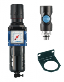 ALTO 2 - Filtre régulateur avec manomètre et fixation équipé d'un raccord de sécurite prevoS1