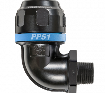 PPS1 9CM - Coude aluminium 90° fileté mâle conique pour tubes