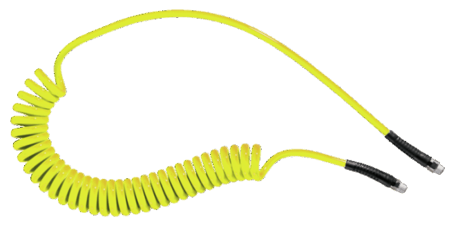 Tuyau spiralé polyuréthane : équipé de raccords mâles fixe et rotatif