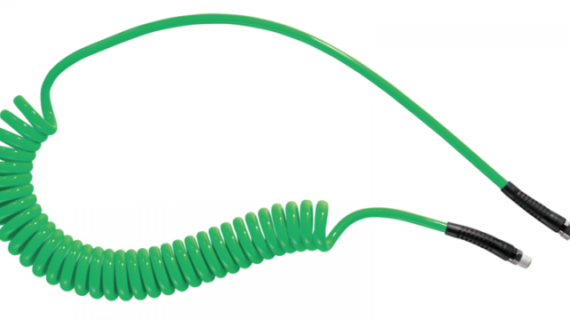 Tuyau spiralé polyuréthane : équipé de raccords mâles fixe et rotatif