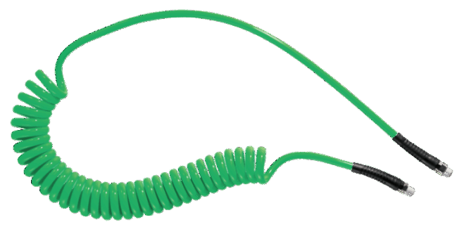 Tuyau spiralé polyuréthane : équipé de raccords mâles fixe et rotatif
